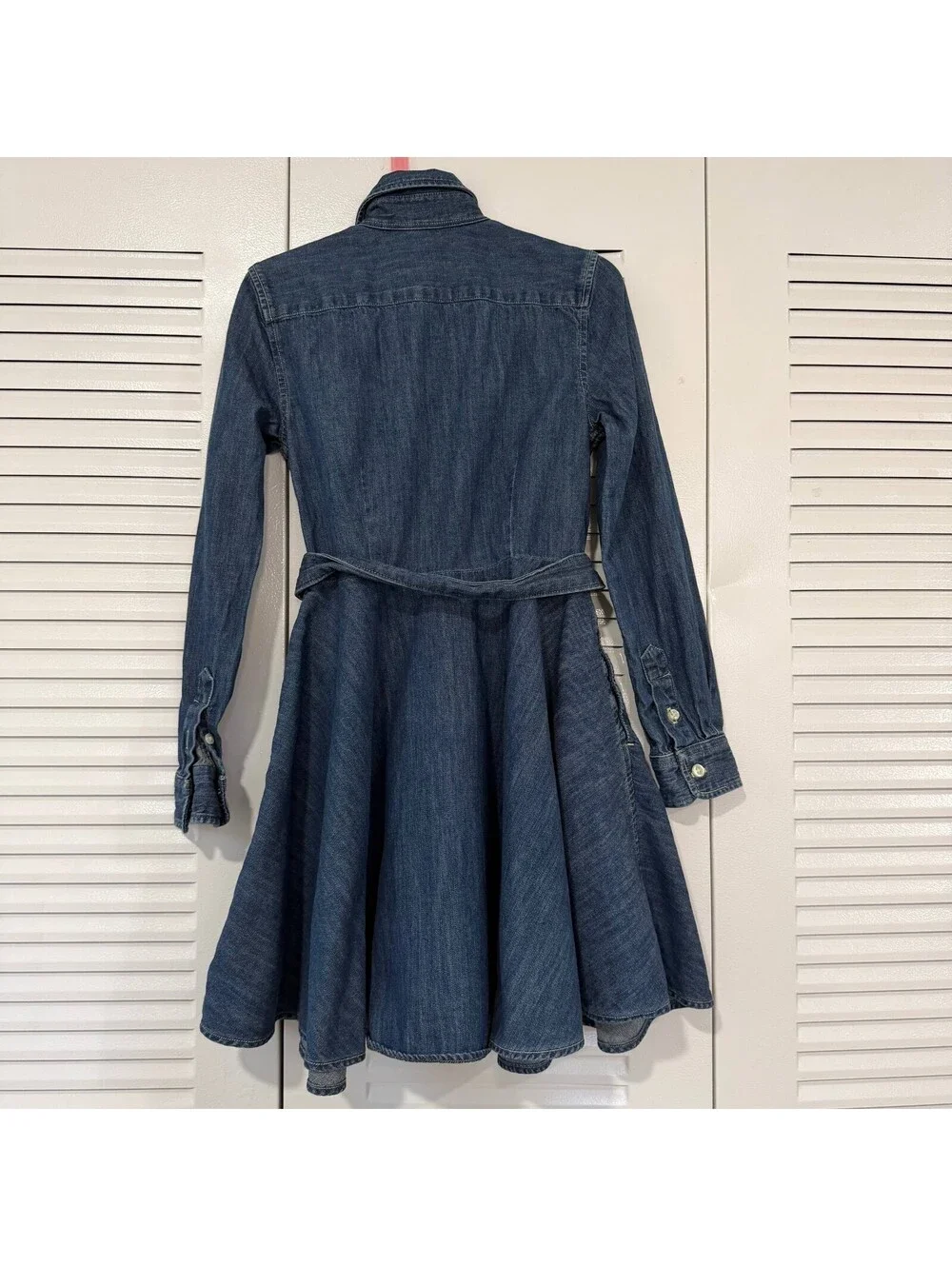 Polo Ralph Lauren Girls Size 8 Denim Shirt Dress Belted Fit & Flare Pony